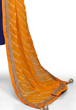 Plain Cotton Silk Anarkali Suit in Dark Blue