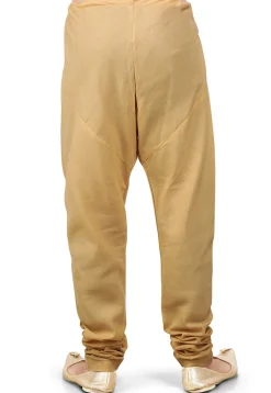 Plain Cotton Silk Churidar in Beige