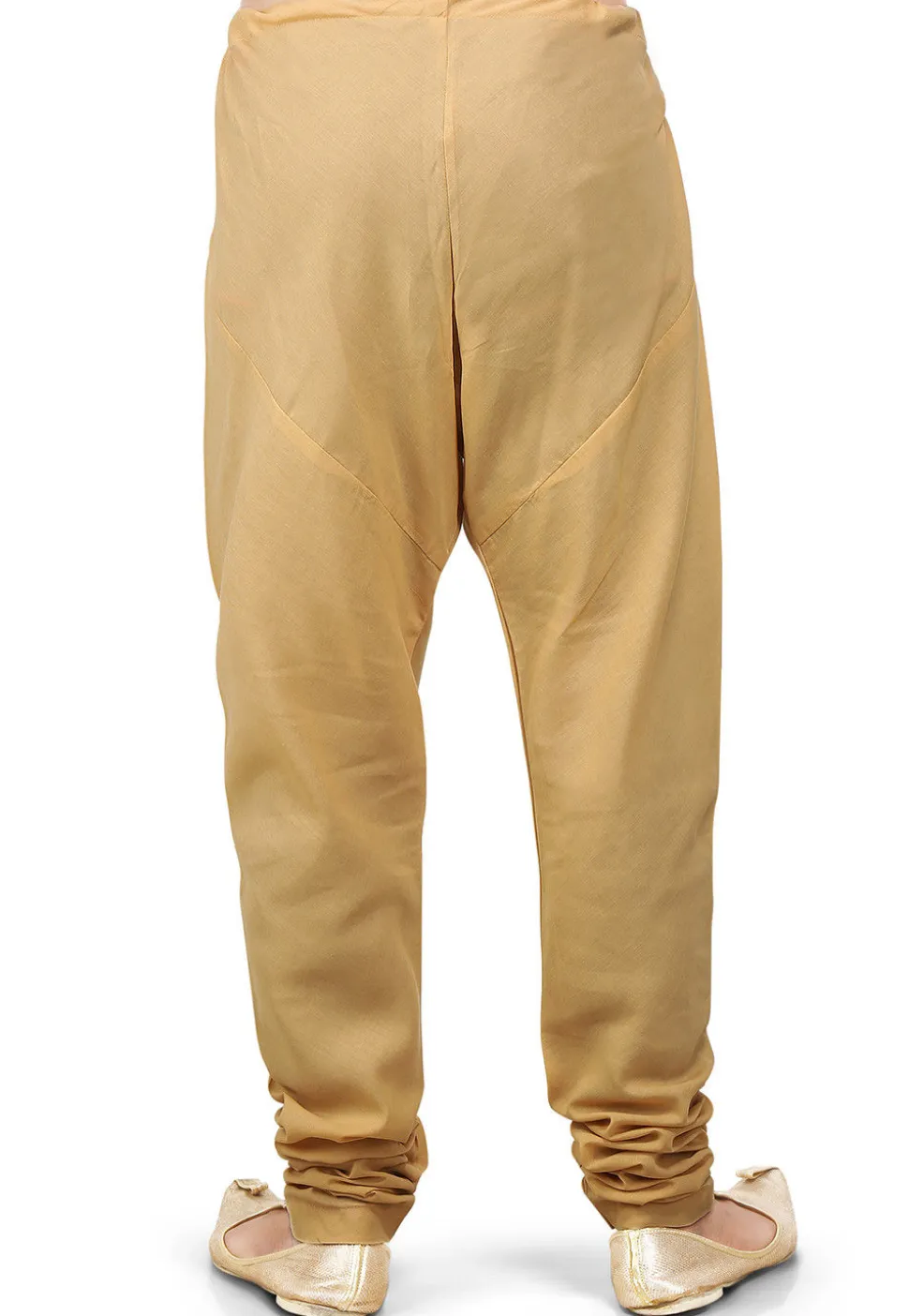 Plain Cotton Silk Churidar in Beige