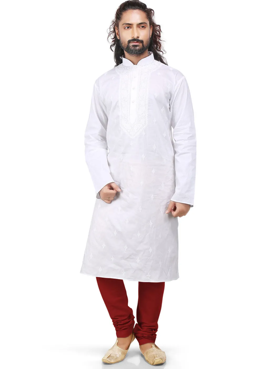 Plain Cotton Silk Churidar in Maroon