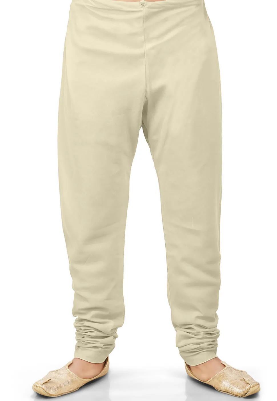 Plain Cotton Silk Churidar in Off White
