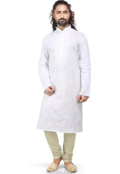 Plain Cotton Silk Churidar in Off White
