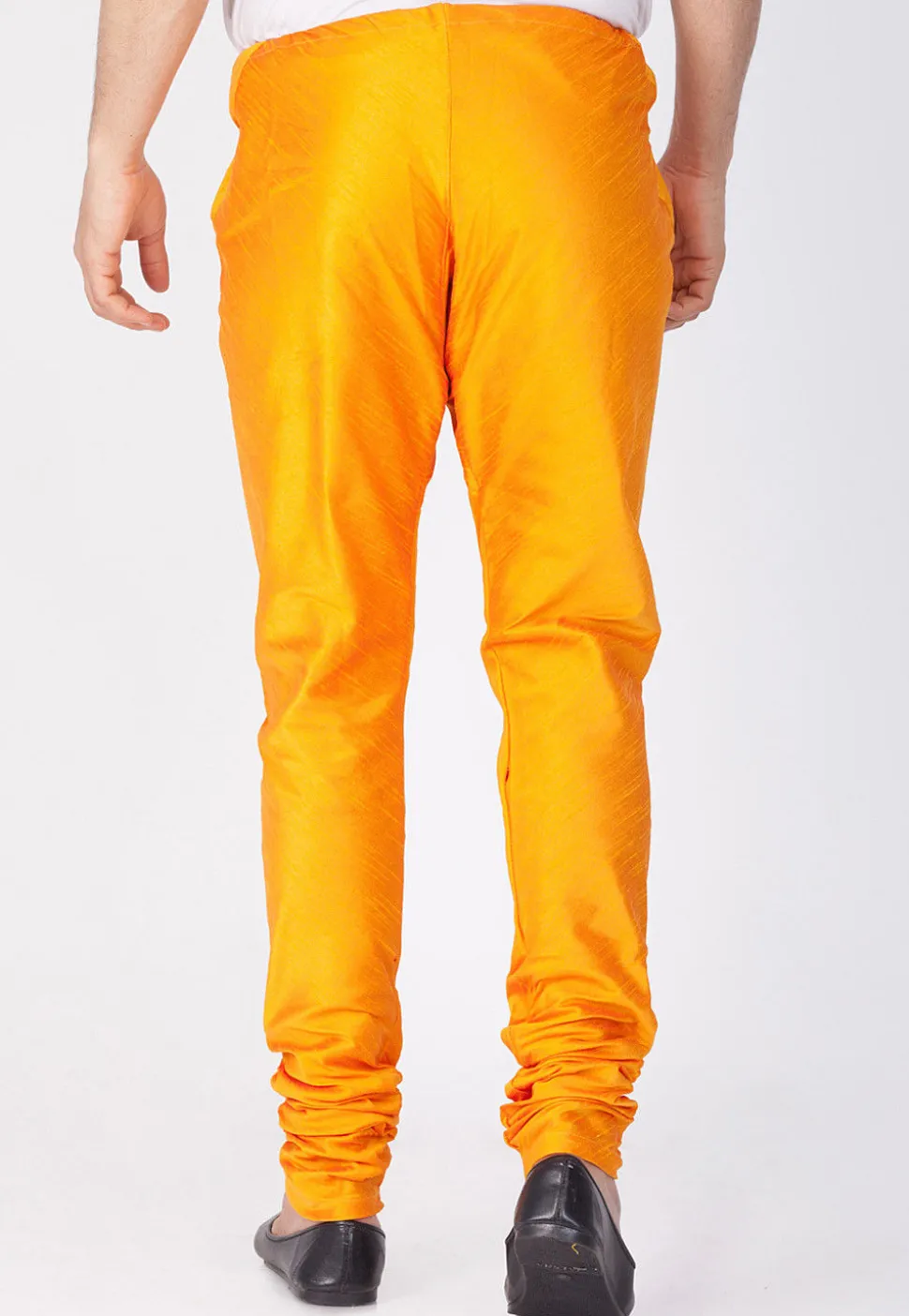 Plain Cotton Silk Churidar in Orange