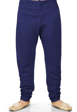 Plain Cotton Silk Churidar in Navy Blue