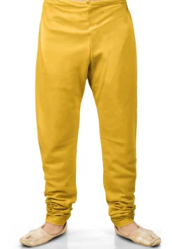 Plain Cotton Silk Churidar in Mustard