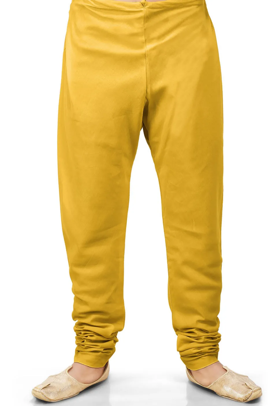 Plain Cotton Silk Churidar in Mustard
