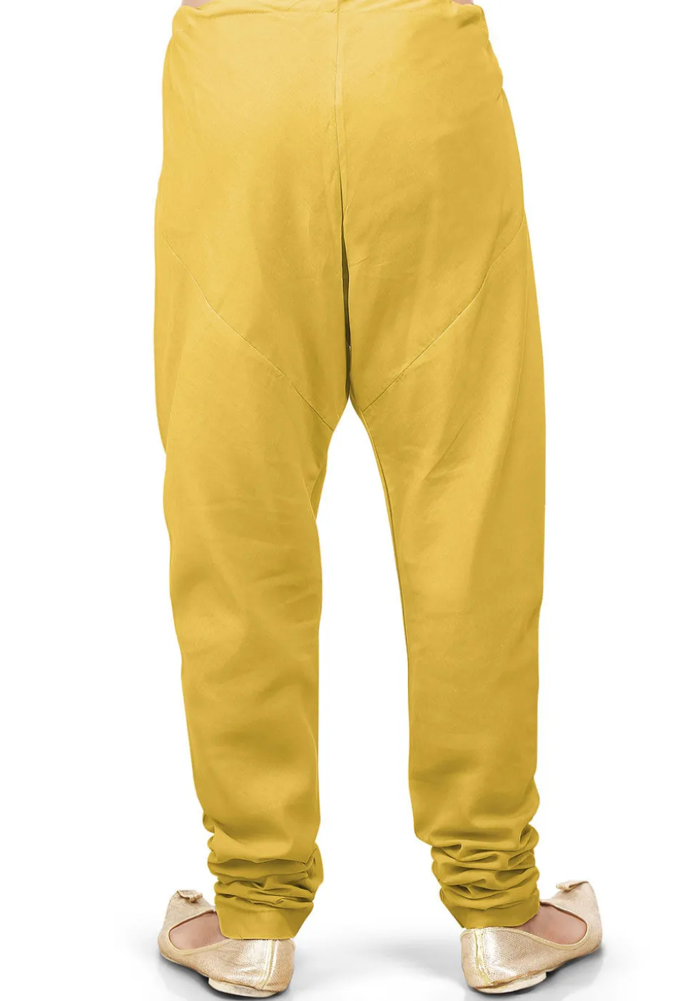 Plain Cotton Silk Churidar in Mustard