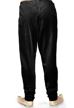 Plain Cotton Silk Churidar in Black