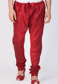 Plain Cotton Silk Churidar in Maroon