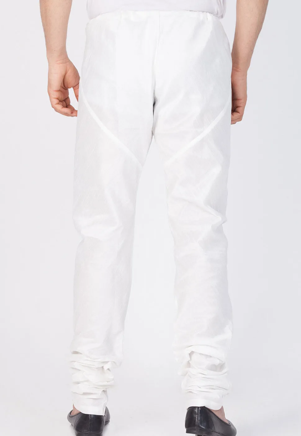 Plain Cotton Silk Churidar in Off White