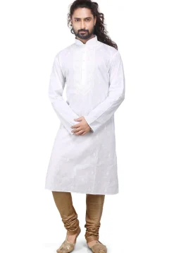Plain Cotton Silk Churidar in Beige