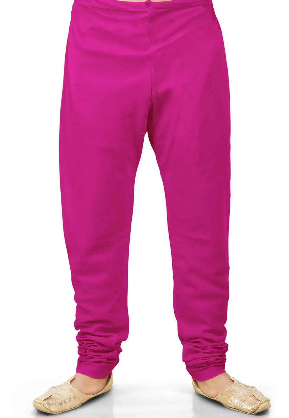 Plain Cotton Silk Churidar in Dark Fuchsia