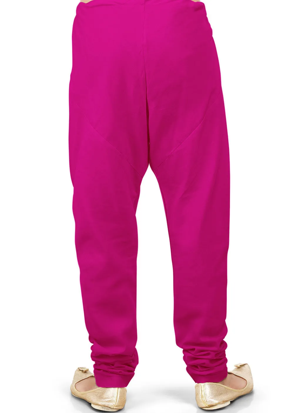 Plain Cotton Silk Churidar in Dark Fuchsia