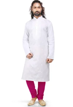 Plain Cotton Silk Churidar in Dark Fuchsia