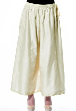 Plain Cotton Silk Palazzo in Off White