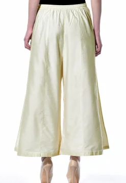Plain Cotton Silk Palazzo in Off White