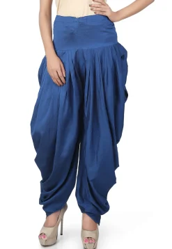 Plain Cotton Silk Patiala in Blue