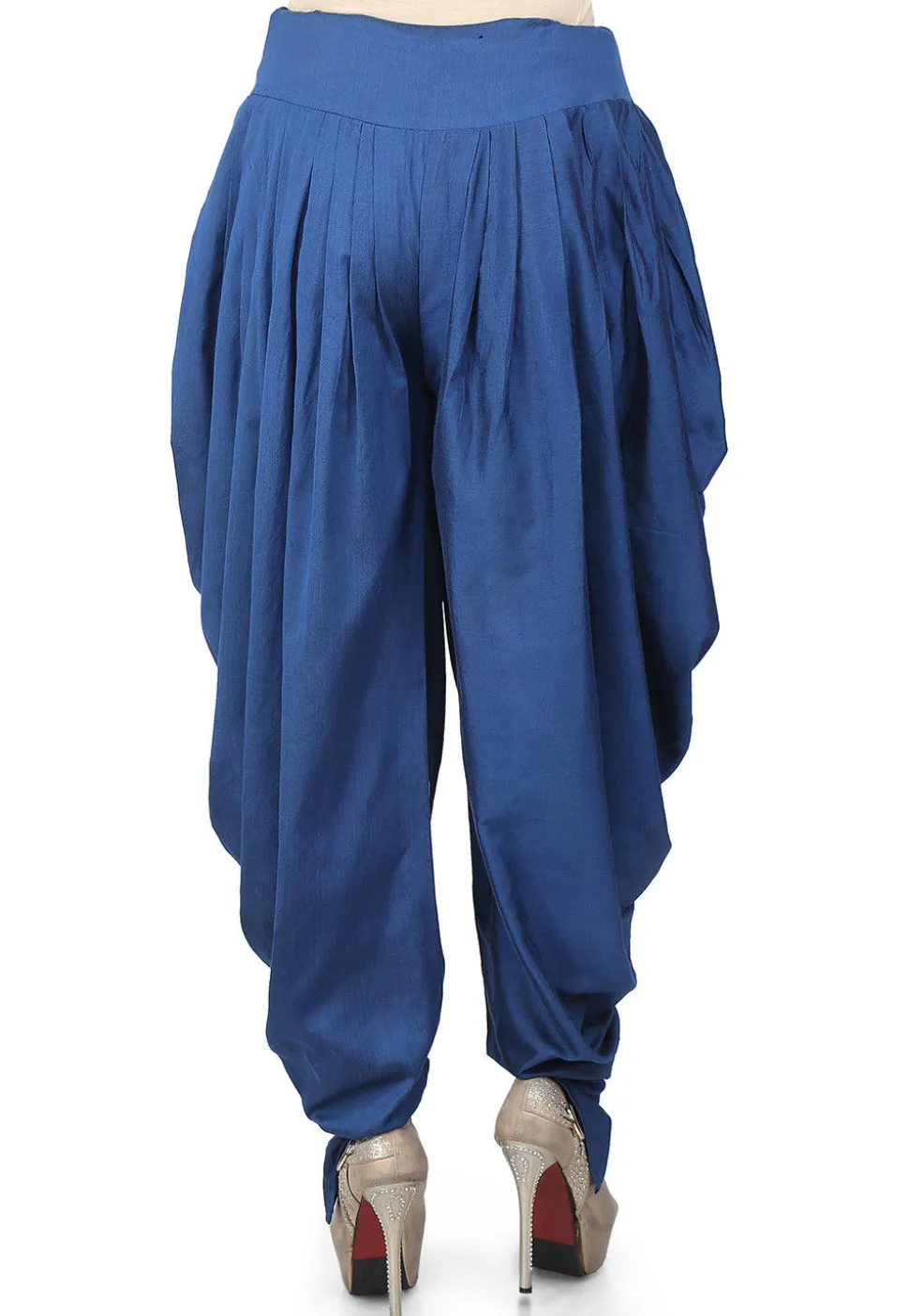 Plain Cotton Silk Patiala in Blue