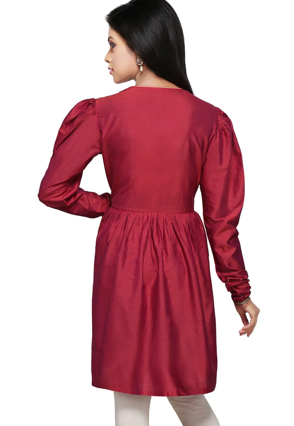 Plain Cotton Silk Tunic in Wine