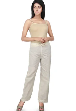 Plain Cotton Straight Pant in White