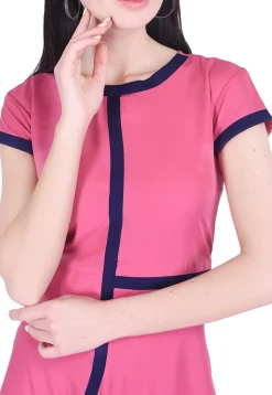 Plain Crepe High Low Dress in Pink