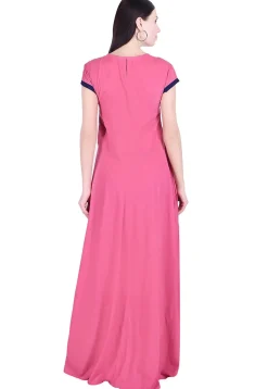 Plain Crepe High Low Dress in Pink