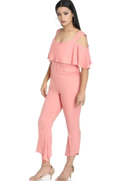 Plain Crepe Jumpsuit in Pink