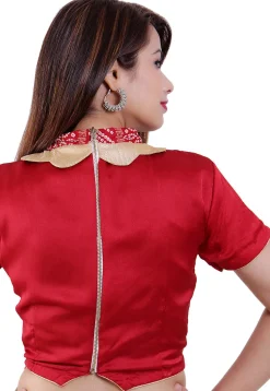Plain Crepe Padded Blouse in Maroon