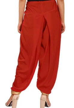 Plain Crepe Patiala in Red