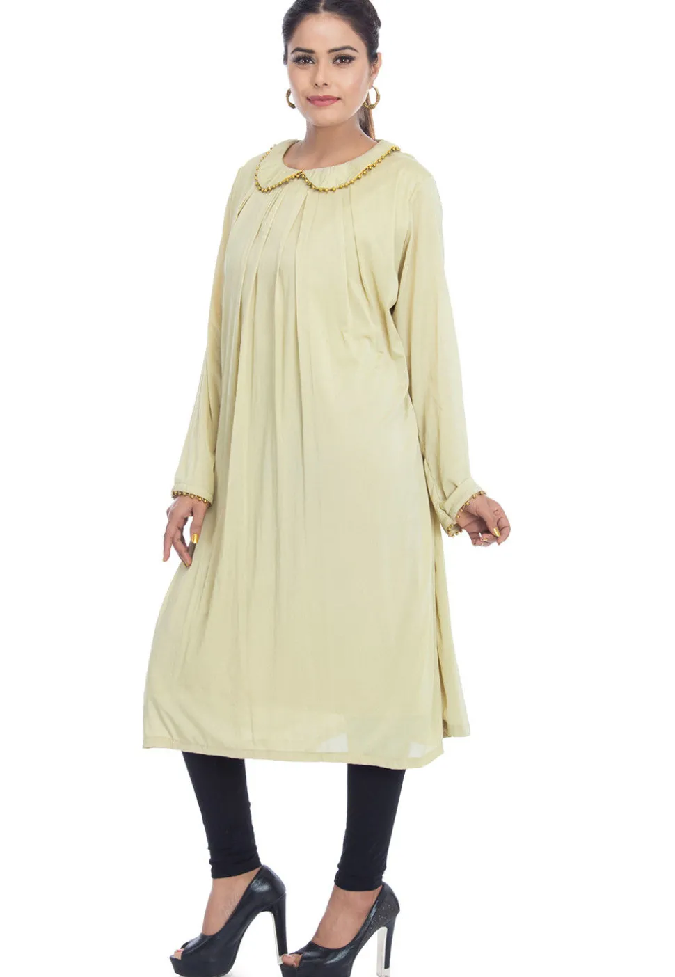 Plain Crepe Tunic in Light Green