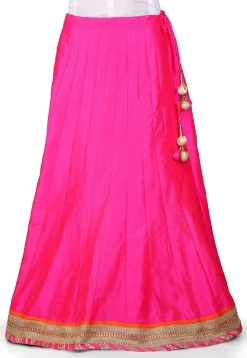 Plain Dupion Art Silk Skirt in Fuchsia