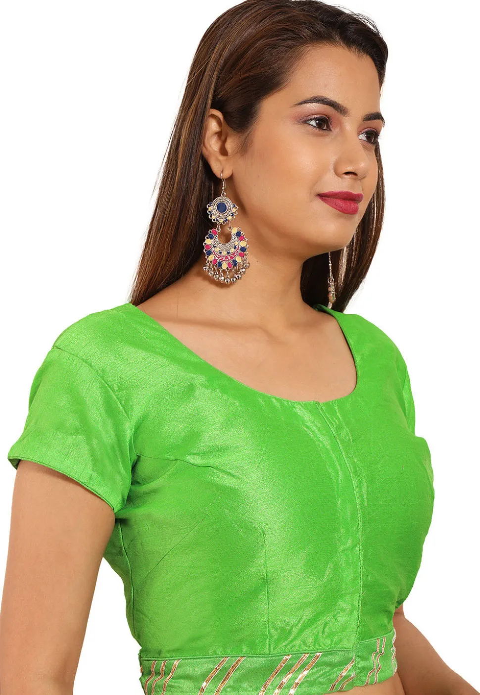 Plain Dupion Silk Blouse in Light Green