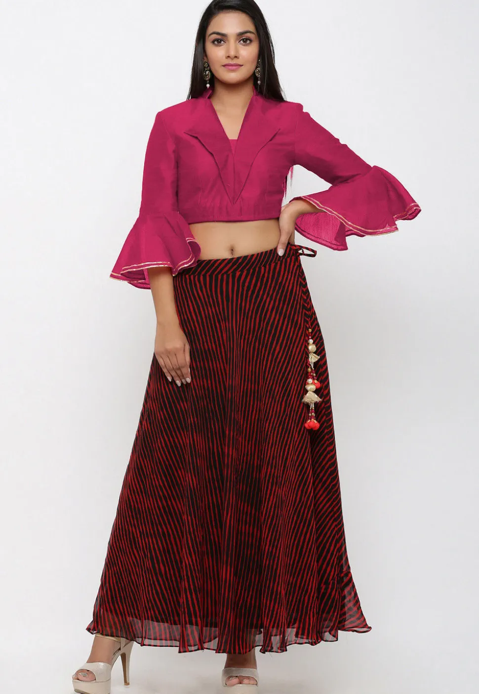 Plain Dupion Silk Blouse in Fuchsia