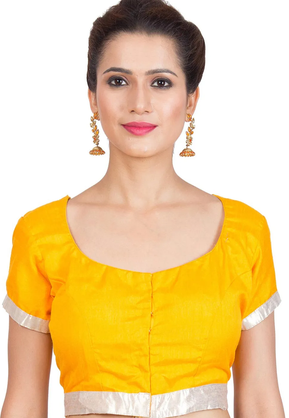 Plain Dupion Silk Blouse in Yellow