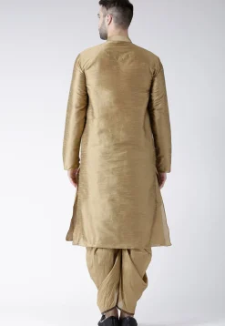 Plain Dupion Silk Dhoti Kurta in Beige