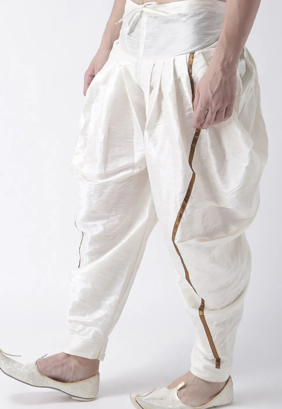 Plain Dupion Silk Dhoti Pant in Off White