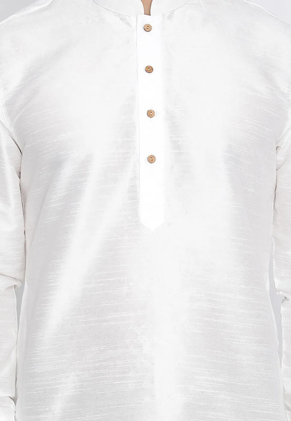 Plain Dupion Silk Kurta in White