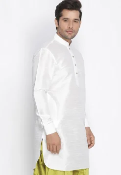 Plain Dupion Silk Kurta in White