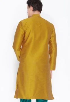 Plain Dupion Silk Kurta in Mustard