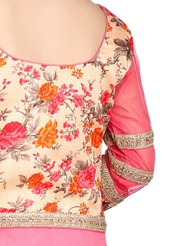 Plain Dupion Silk Lehenga in Pink