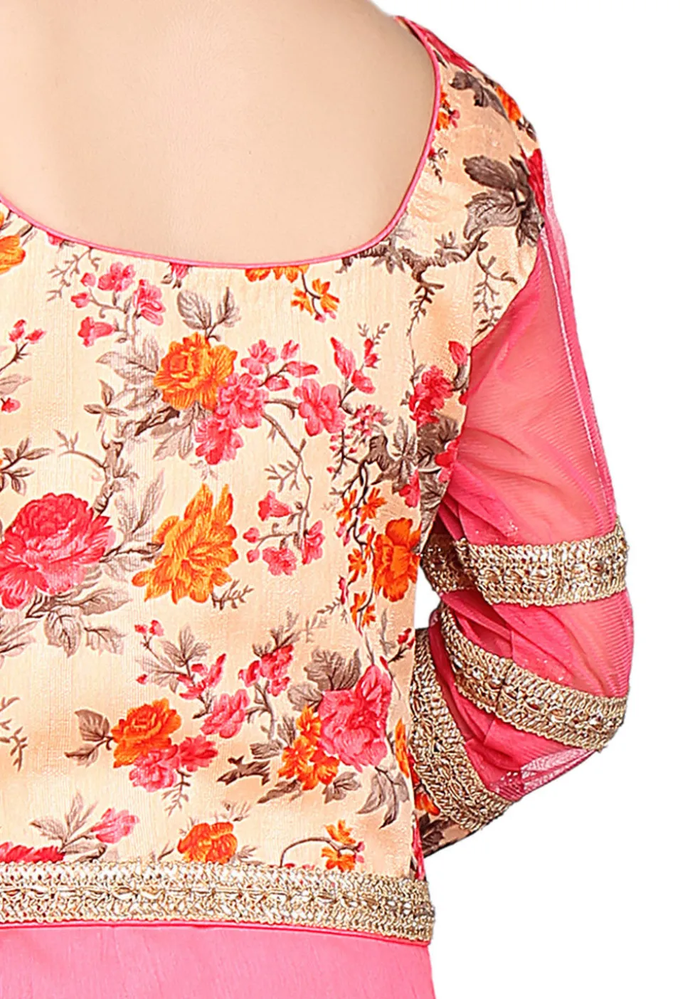 Plain Dupion Silk Lehenga in Pink