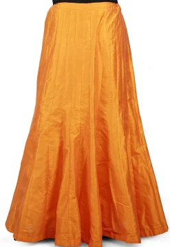 Plain Dupion Silk Long Skirt in Mustard