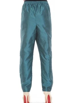 Plain Dupion Silk Pant in Teal Blue