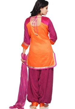 Plain Dupion Silk Punjabi Suit in Orange