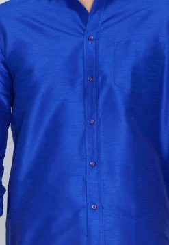 Plain Dupion Silk Shirt in Royal Blue