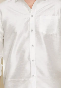 Plain Dupion Silk Shirt in White