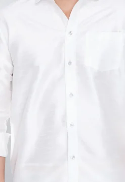 Plain Dupion Silk Shirt in White