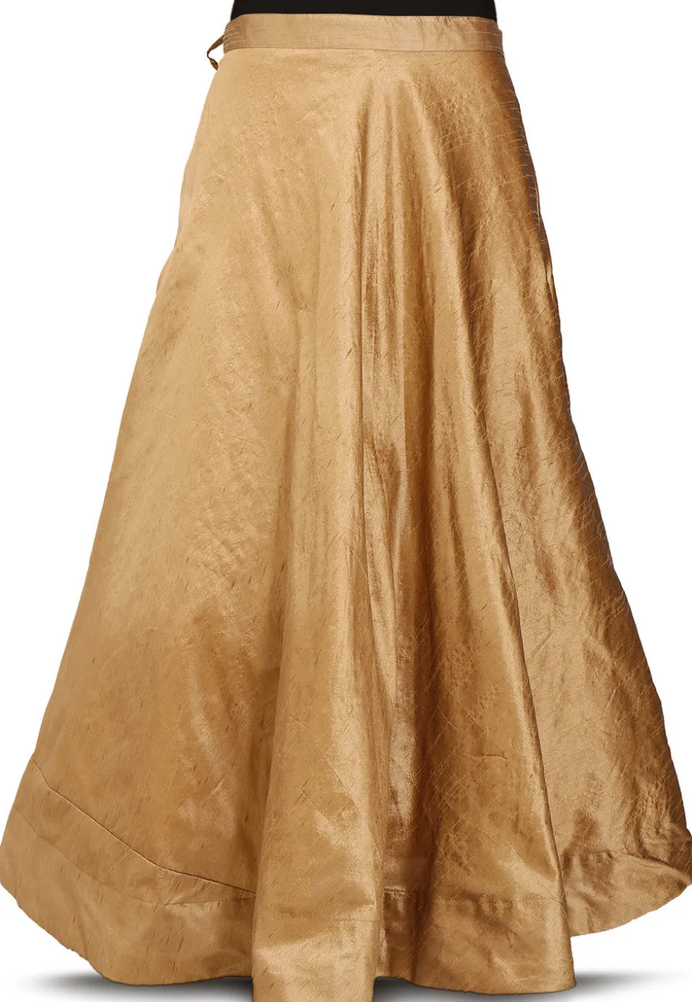 Plain Dupion Silk Skirt in Dark Beige