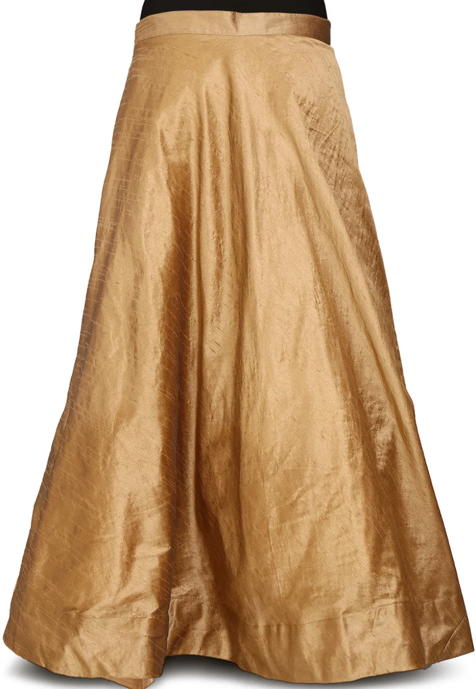 Plain Dupion Silk Skirt in Dark Beige