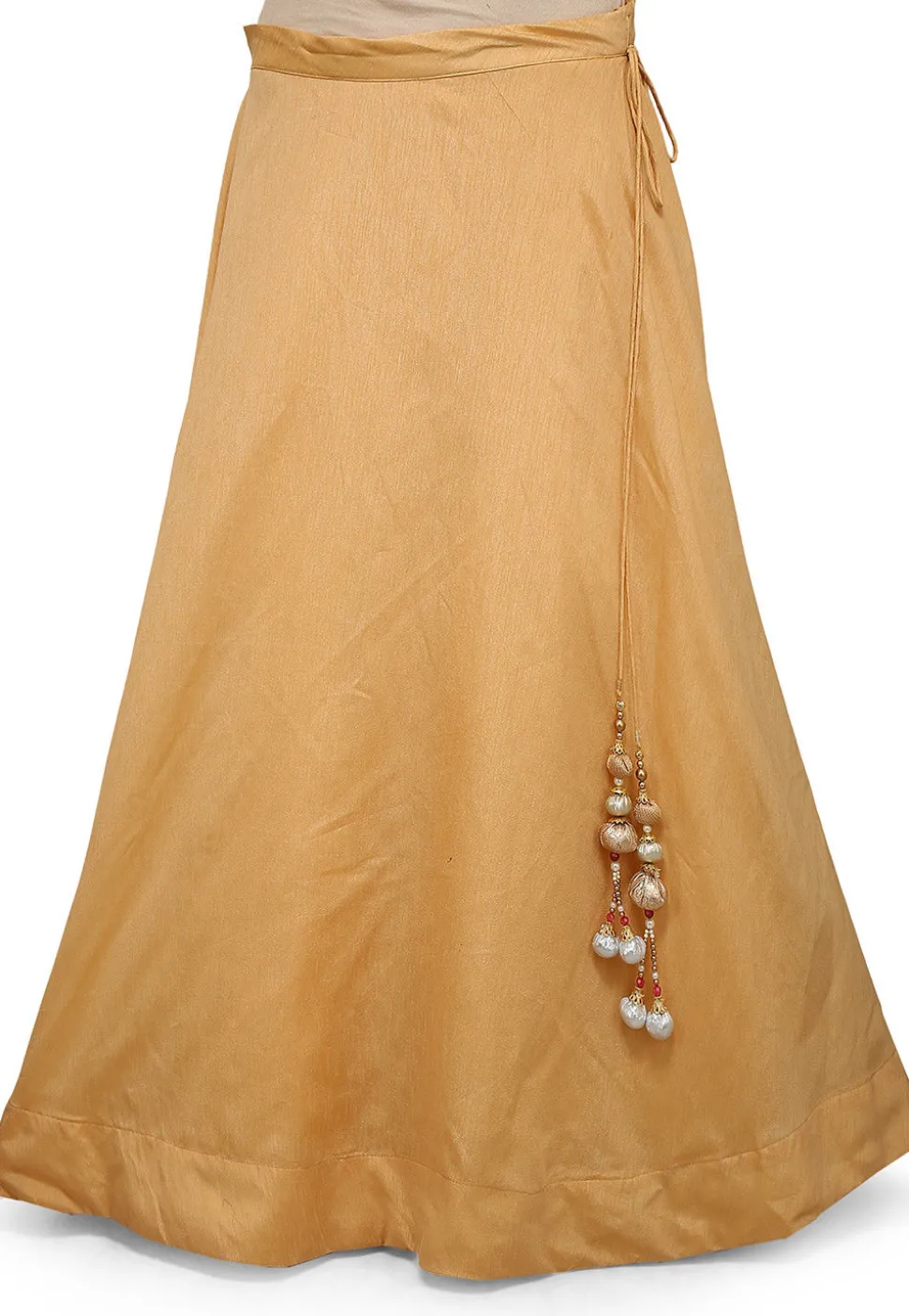 Plain Dupion Silk Skirt in Beige